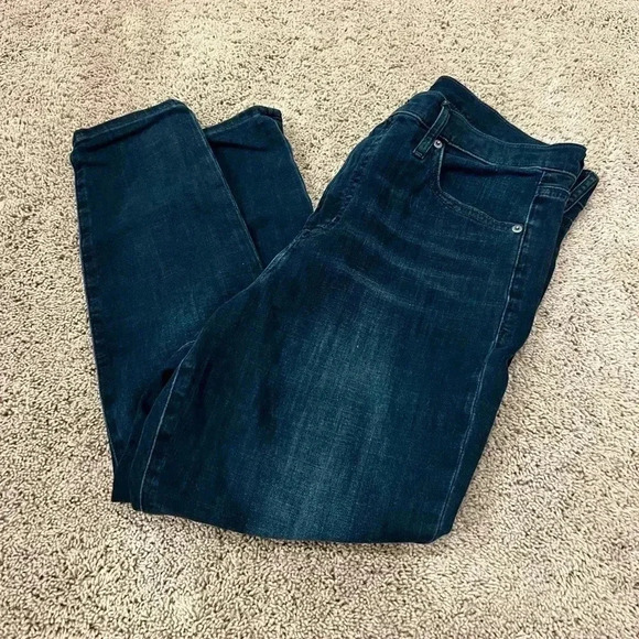 Gap true skinny 32p 32 petite dark wash spandex jeans navy over-dye hi rise - Picture 7 of 12